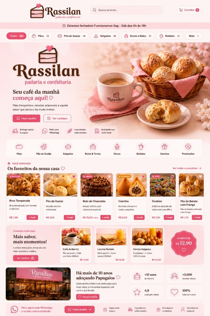 Rassilan Padaria e Confeitaria — plataforma de delivery online